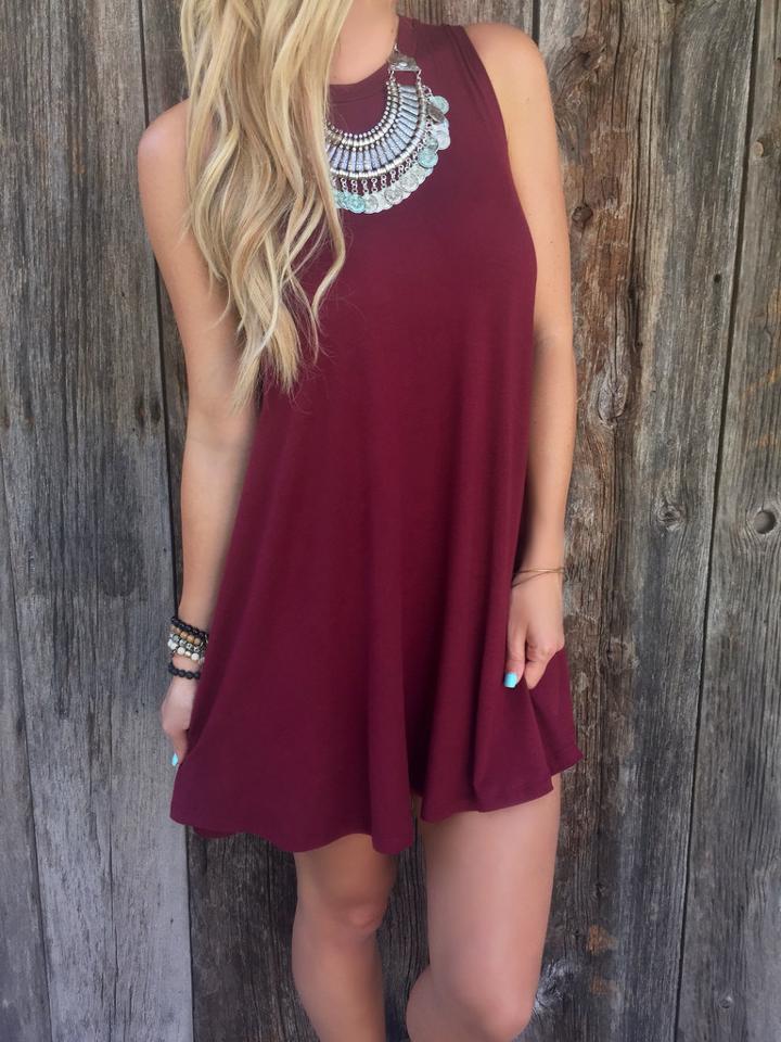 Romwe Red Round Neck Shift Dress