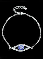 Romwe Silver With Diamond Eye Pattern Link Bracelet