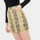 Romwe Button Waist Snake Print Skirt
