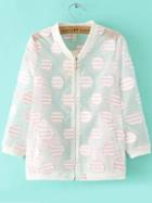 Romwe Stand Collar With Zipper Striped Patch Pink Coat