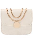 Romwe White Crocodile Embrossed Leather Double Chains Bag