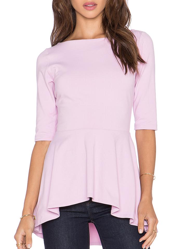 Romwe Scoop Neck Elbow Sleeve T-shirt