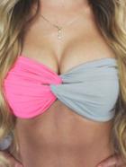 Romwe Hot Pink And Grey Color Block Bandeau Top