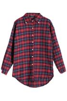 Romwe Romwe Check Buttoned Long Sleeves Shirt