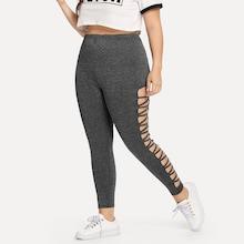 Romwe Plus Cut Out Side Leggings