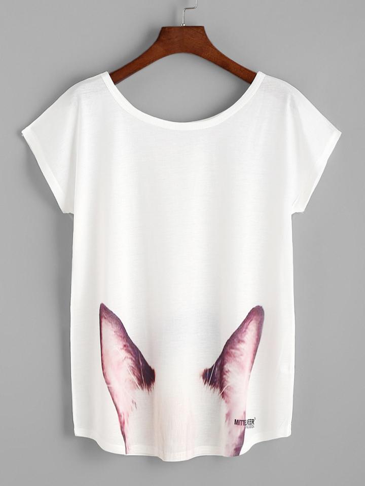 Romwe Graphic Print Dolman Sleeve T-shirt