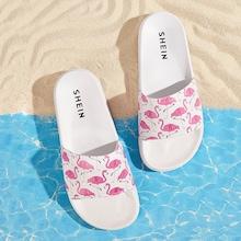 Romwe Flamingo Print Slippers