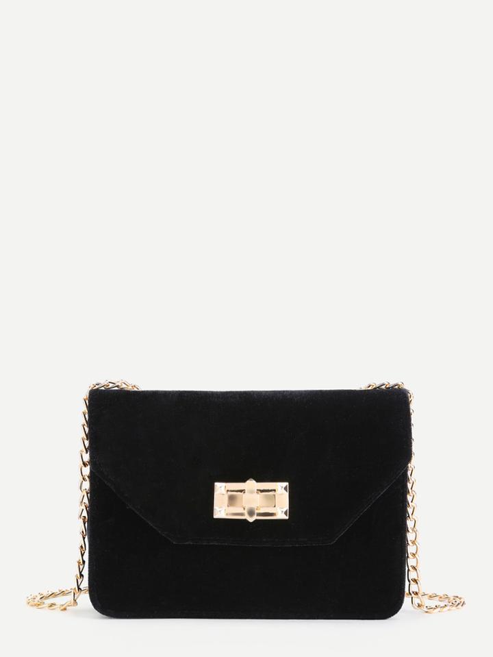 Romwe Velvet Envelope Chain Bag
