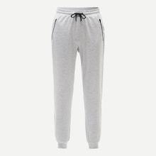 Romwe Guys Elastic Waist Zip Pocket Sweatpants