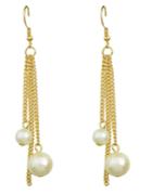 Romwe Tassel Created Pearl Dangle Earrings