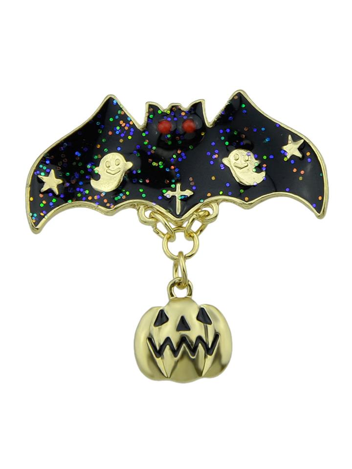 Romwe Halloween Funny Bat Pumpkin Brooch