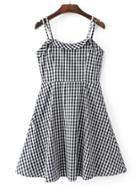 Romwe Checkerboard Strappy A Line Dress