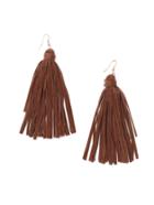 Romwe Brown Suede Tassel Earrings