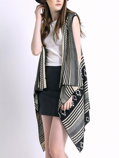 Romwe Geometric Print Asymmetrical Sweater Vest
