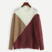 Romwe Colorblock Raw Hem Sweater