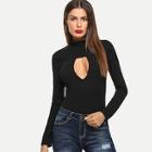 Romwe Cutout Front Slim Fitted Mock Tee