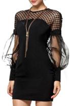 Romwe Transparent Black Bodycon Dress