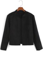 Romwe Stand Collar With Pockets Coat