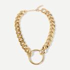 Romwe Circle Pendant Thick Chain Necklace