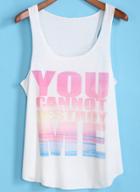 Romwe Letter Print Loose Tank Top