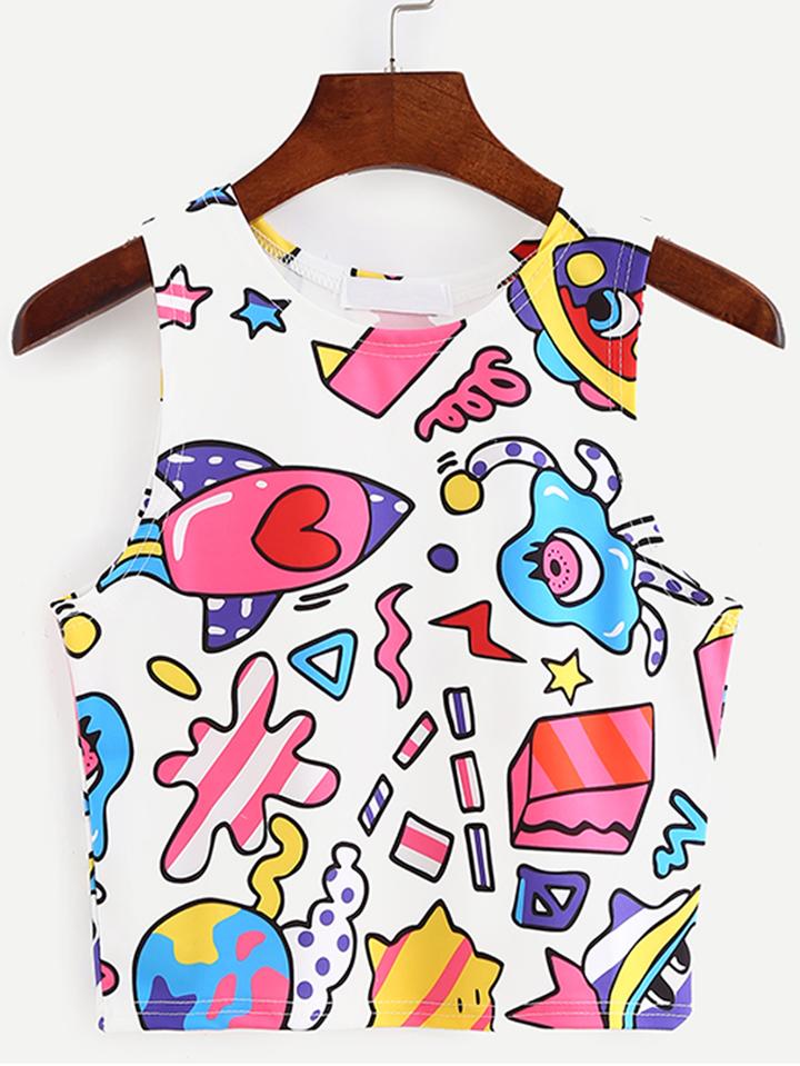 Romwe Comic Print Tank Top