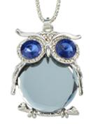 Romwe Gray Cute Rhinestone Owl Necklace