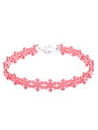 Romwe Pink Snowflake Hollow Out Choker Necklace For Christmas