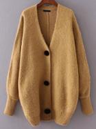 Romwe Khaki Button Up Loose Sweater Coat