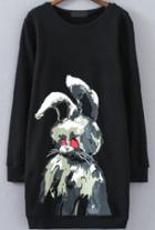 Romwe Rabbit Print Loose Sweatshirt