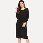 Romwe Knot Front Solid Dress
