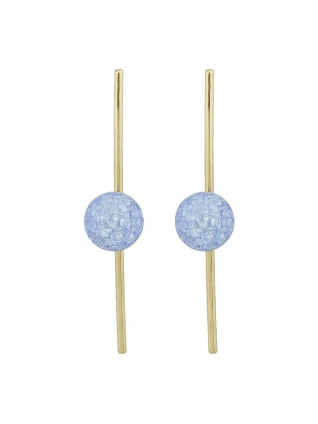 Romwe Blue Beads Simulated-pearl Long Stud Earrings
