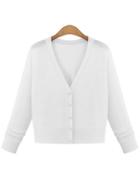 Romwe With Buttons White Cardigan