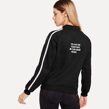 Romwe Letter Print Back Tape Panel Sweatshirt