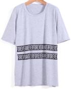 Romwe Forever Print Loose Grey T-shirt