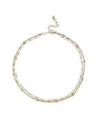 Romwe Opal & Beads Detail Layered Chain Choker