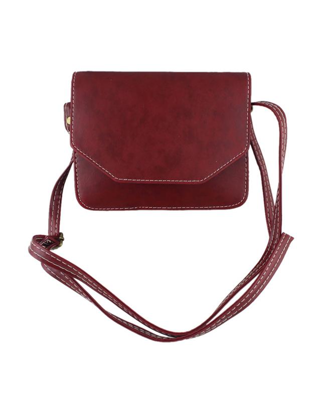 Romwe Winered Pu Leather Shoulder Bag