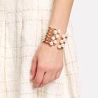 Romwe Faux Pearl Detail Layered Cuff Bracelet 1pc