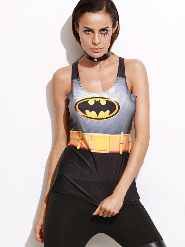 Romwe Batman Print Tank Top