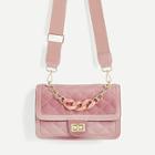 Romwe Chain Detail Twist Lock Quilted Satchel Bag