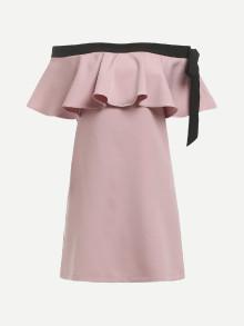 Romwe Contrast Trim Ruffle Dress