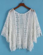 Romwe With Tassel Hollow Lace Top