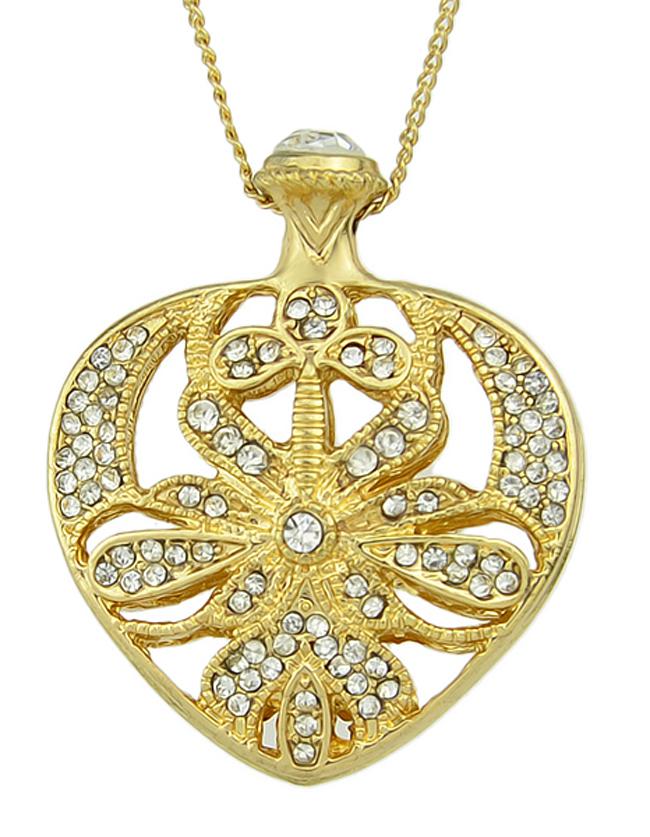 Romwe Gold Latest Design Pretty Women Rhinestone Heart Pendant Necklace