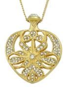 Romwe Gold Latest Design Pretty Women Rhinestone Heart Pendant Necklace