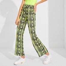 Romwe Neon Lime Snakeskin Straight Leg Pants