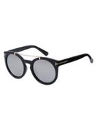 Romwe Silver Lenses Top Bar Oversized Round Sunglasses