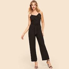 Romwe Self Tie Waist Cami Jumpsuit