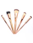 Romwe Rose Gold Metallic Makeup Brush Set 5pcs