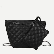 Romwe Winged Chain Bag With Quilted Clutch