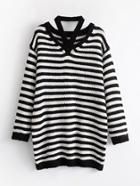 Romwe Striped Longline Halter Jumper Sweater