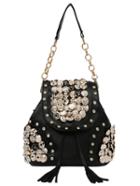Romwe Carved Button & Rhinestone Studded Backpack